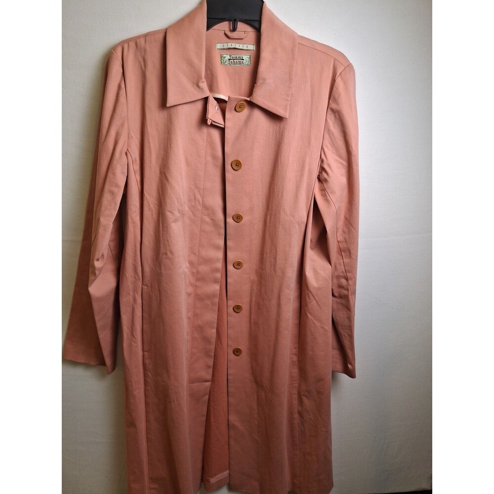 TOMMY BAHAMA Women's Coral Pink Stretch Trench Coat Jacket Size M